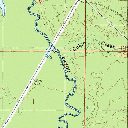 Topographic Map of Cabin Creek, LA