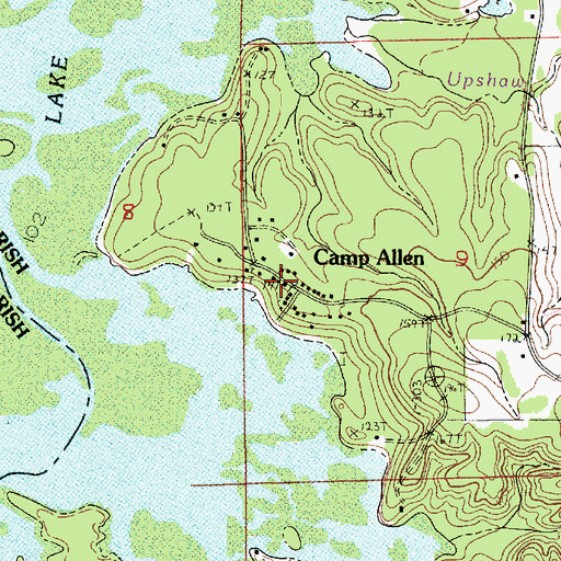 Topographic Map of Camp Allen, LA