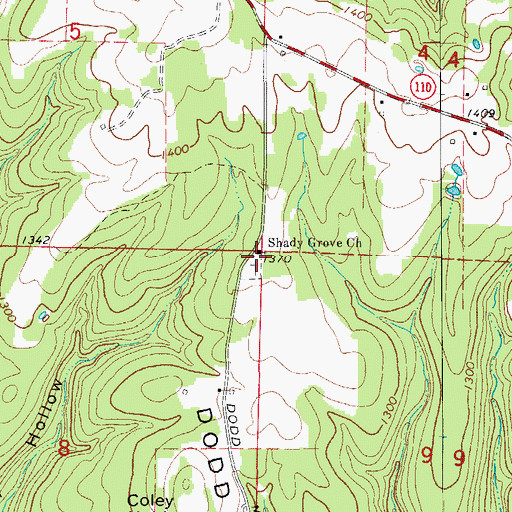 Topographic Map of Shady Grove Church, AR