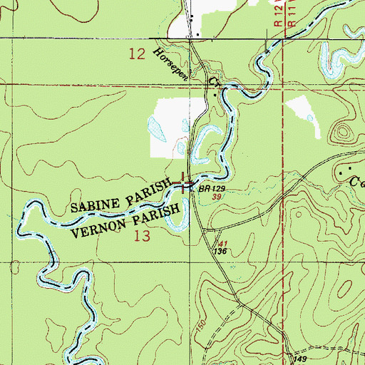 Topographic Map of Camp Branch, LA