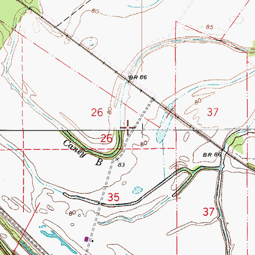 Topographic Map of Caney Bayou, LA