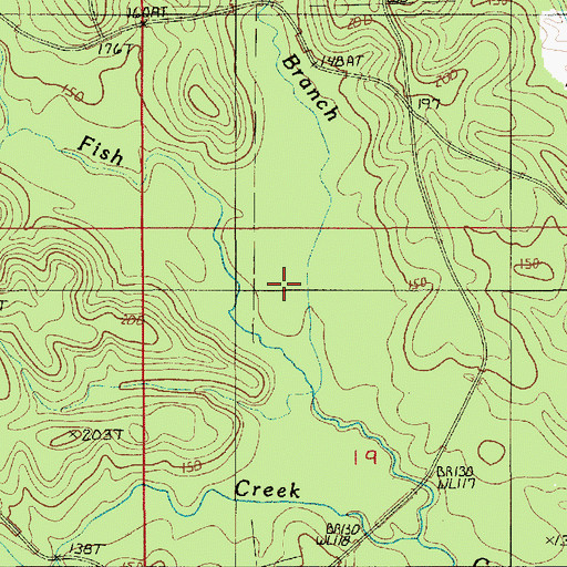 Topographic Map of Caney Branch, LA
