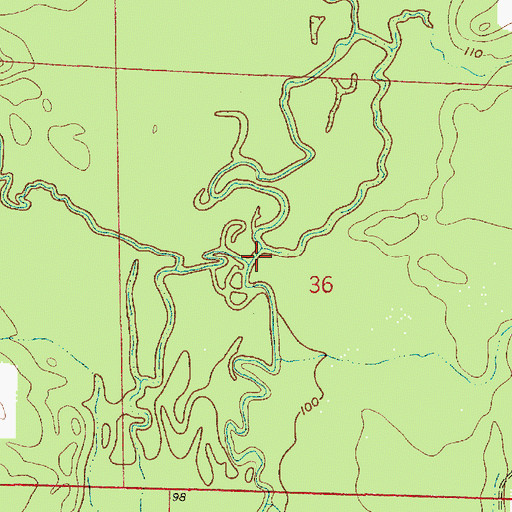 Topographic Map of Caney Branch, LA