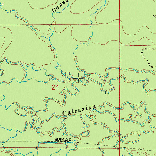 Topographic Map of Caney Branch, LA