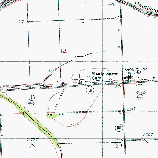 Topographic Map of Shady Grove Church, AR