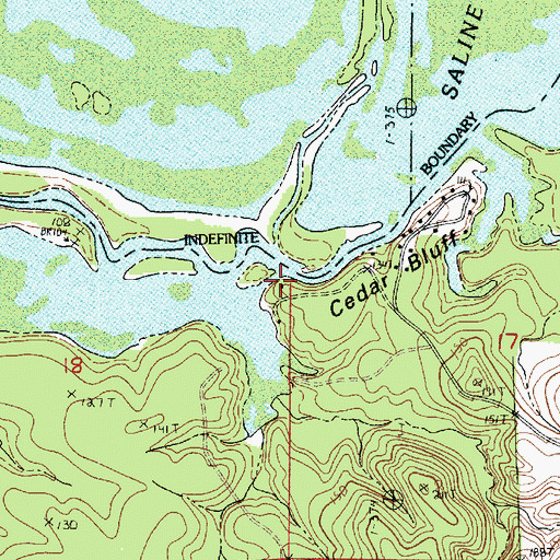Topographic Map of Cedar Bluff, LA