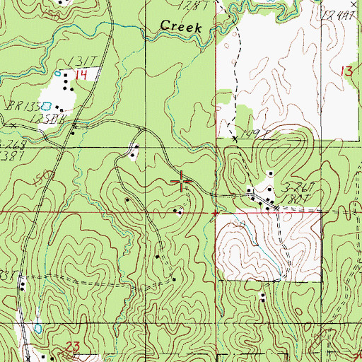 Topographic Map of Cedar Creek School, LA