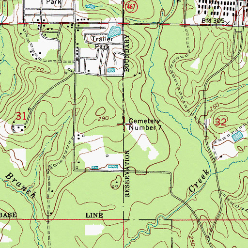 Topographic Map of Cemetery Number 7, LA