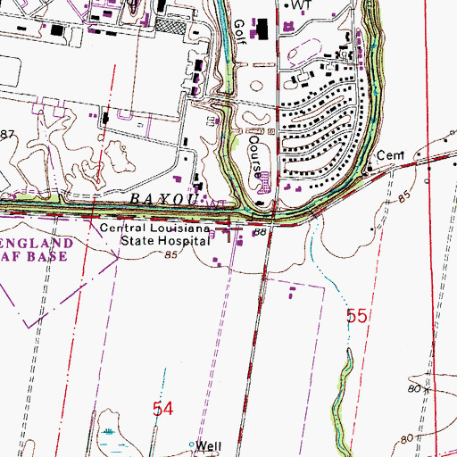Topographic Map of Central Louisiana State Hospital, LA