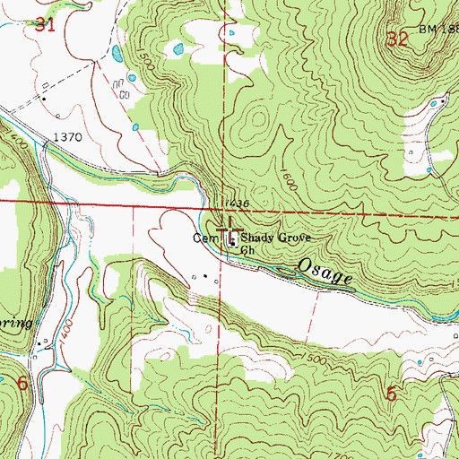 Topographic Map of Shady Grove Church, AR