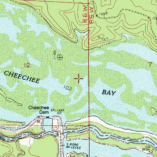 Topographic Map of Cheechee Bay, LA