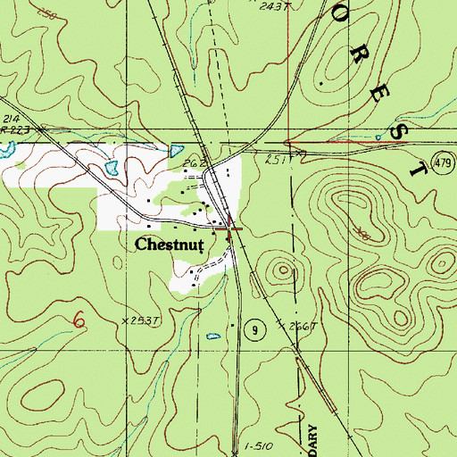 Topographic Map of Chestnut, LA