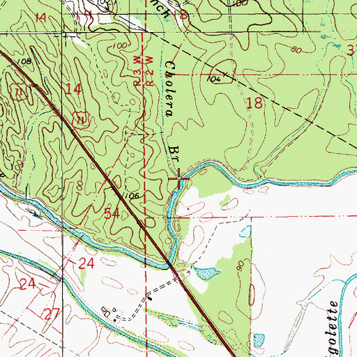 Topographic Map of Cholera Branch, LA