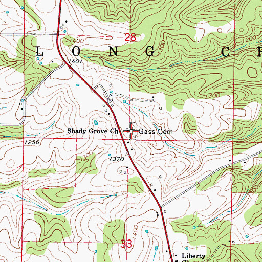 Topographic Map of Shady Grove Church, AR