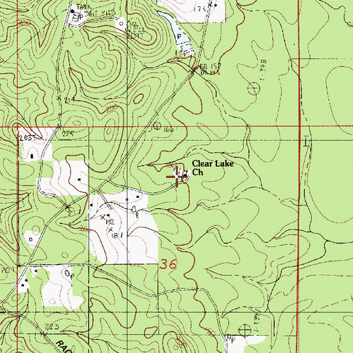 Topographic Map of Clear Lake Church, LA