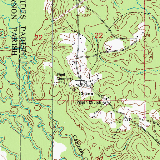 Topographic Map of Clifton, LA