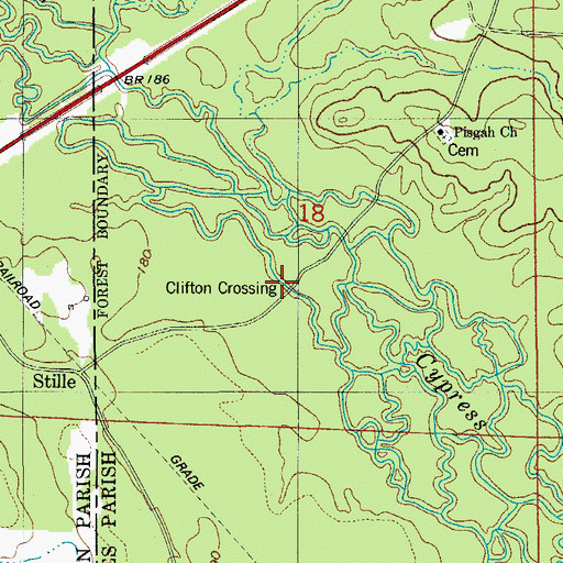 Topographic Map of Clifton Crossing, LA