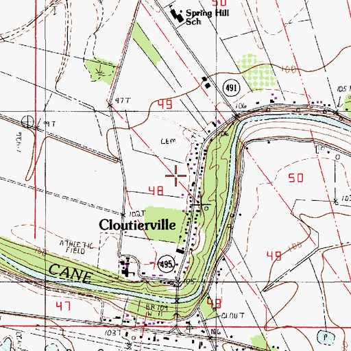 Topographic Map of Cloutierville, LA
