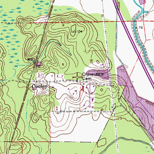 Topographic Map of Cloverdale Cemetery, LA