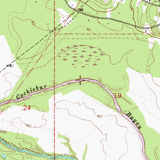 Topographic Map of Cocklebur Bayou, LA