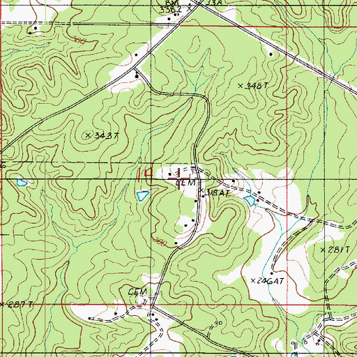 Topographic Map of Cold Springs Cemetery, LA