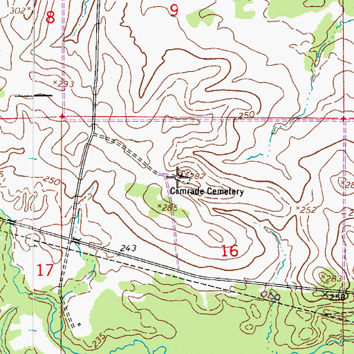 Topographic Map of Comrade Cemetery, LA