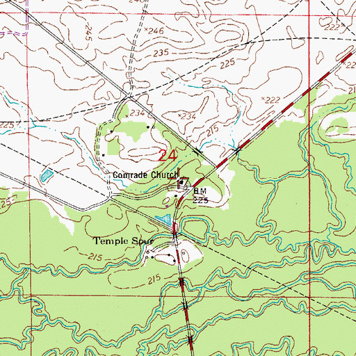 Topographic Map of Comrade Church, LA