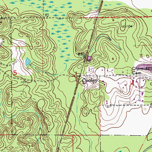 Topographic Map of Cooley, LA