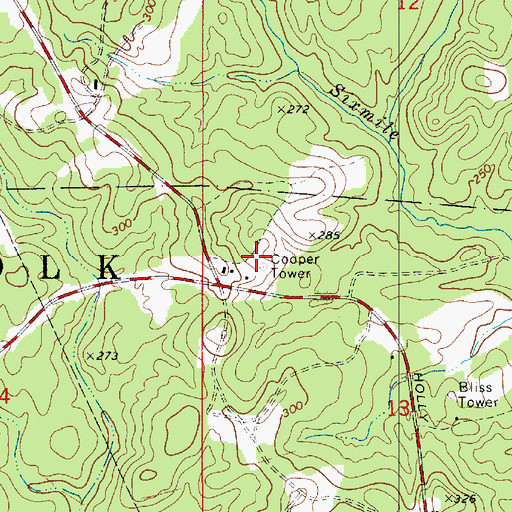 Topographic Map of Cooper Tower, LA