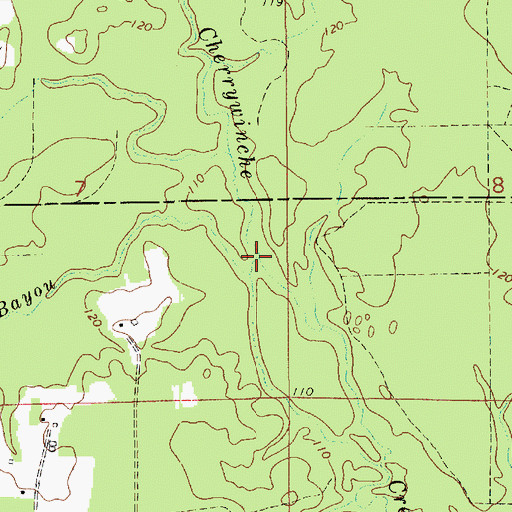 Topographic Map of Cow Bayou, LA