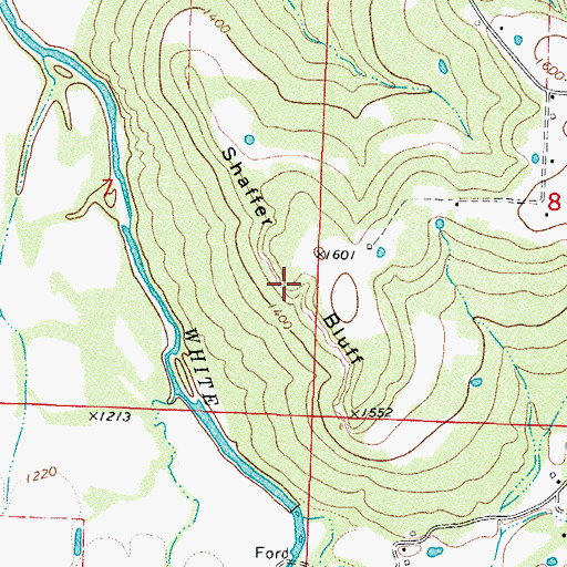 Topographic Map of Shaffer Bluff, AR