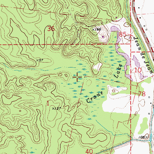 Topographic Map of Crane Lake, LA