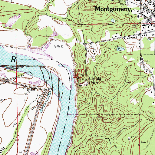Topographic Map of Creola Cemetery, LA