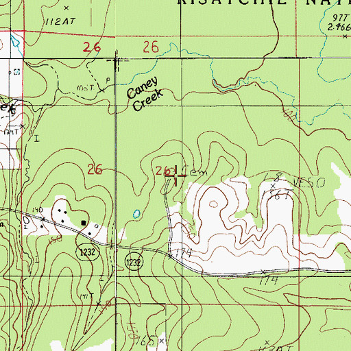 Topographic Map of Crockett Cemetery, LA