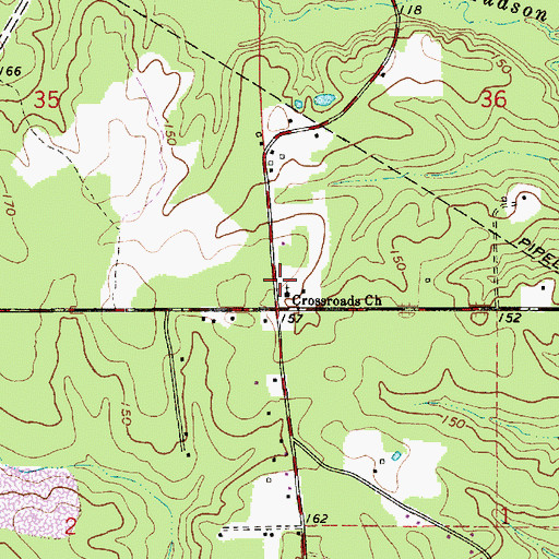 Topographic Map of Crossroads Church, LA
