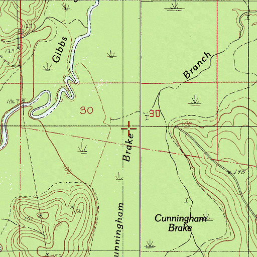 Topographic Map of Cunningham Brake, LA