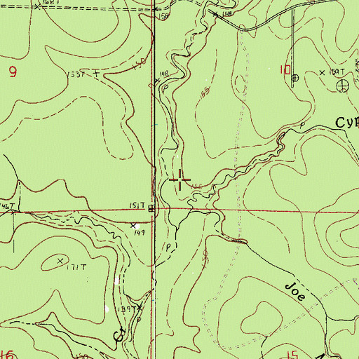 Topographic Map of Cypress Branch, LA