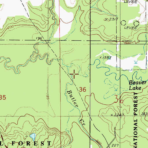 Topographic Map of Butler Creek, LA