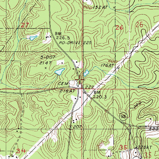Topographic Map of Cypress Creek Church, LA