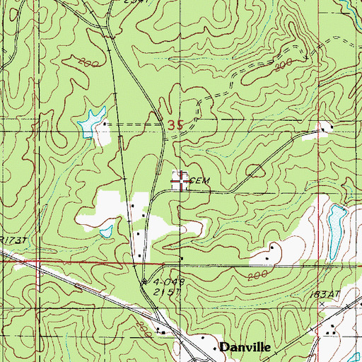 Topographic Map of Danville Cemetery, LA