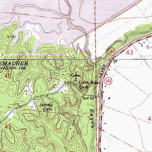 Topographic Map of Dark-Neal Cemetery, LA