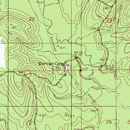 Topographic Map of Dartigo Cemetery, LA