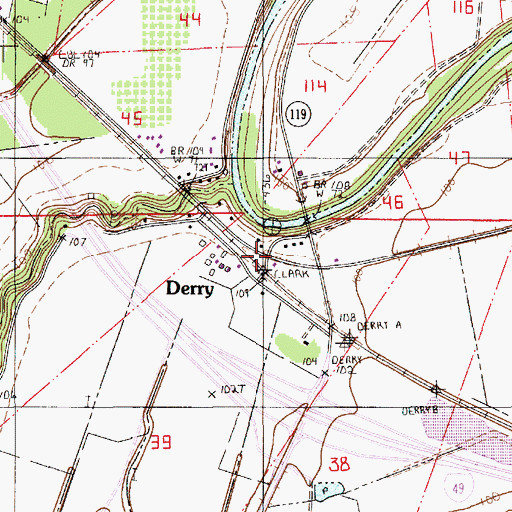 Topographic Map of Derry, LA