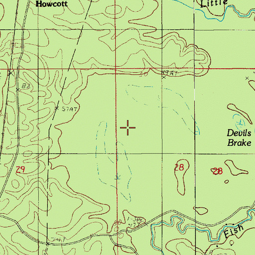 Topographic Map of Devils Brake, LA