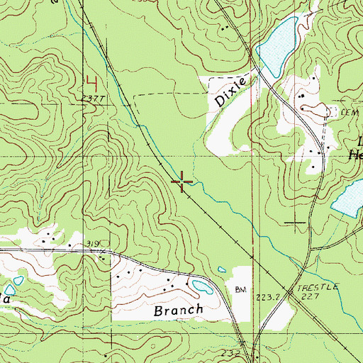 Topographic Map of Dixie Creek, LA