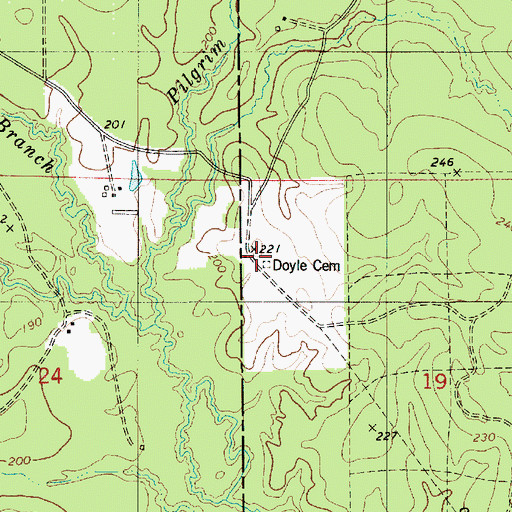Topographic Map of Doyle Cemetery, LA