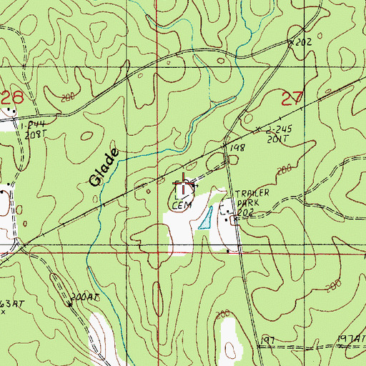 Topographic Map of Drakes Fork Cemetery, LA