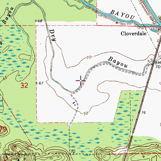 Topographic Map of Dry Bayou, LA