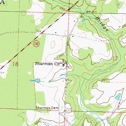 Topographic Map of Sharman Church, AR
