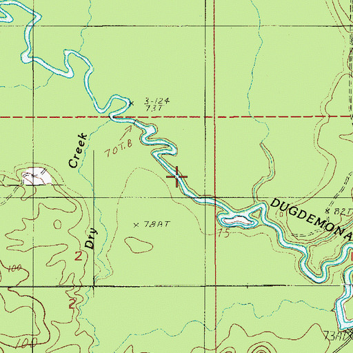 Topographic Map of Dry Creek, LA